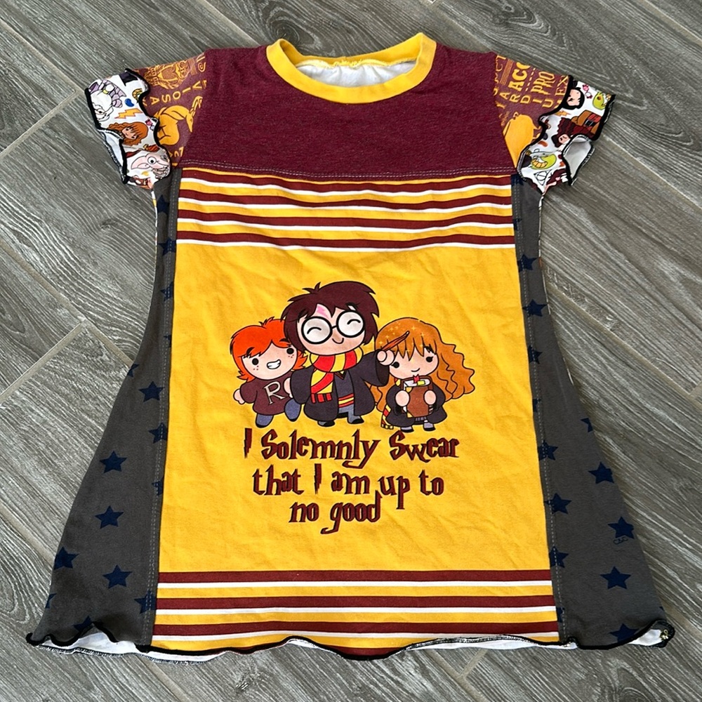 Custom made Harry Potter girls upcycled flutter tunic 7 8 well made OOAK EUC